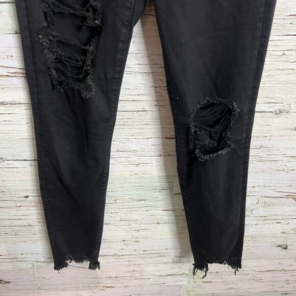 American Eagle Outfitters High Rise Black Jeans high rise jegging distressed 8 - Picture 2 of 9